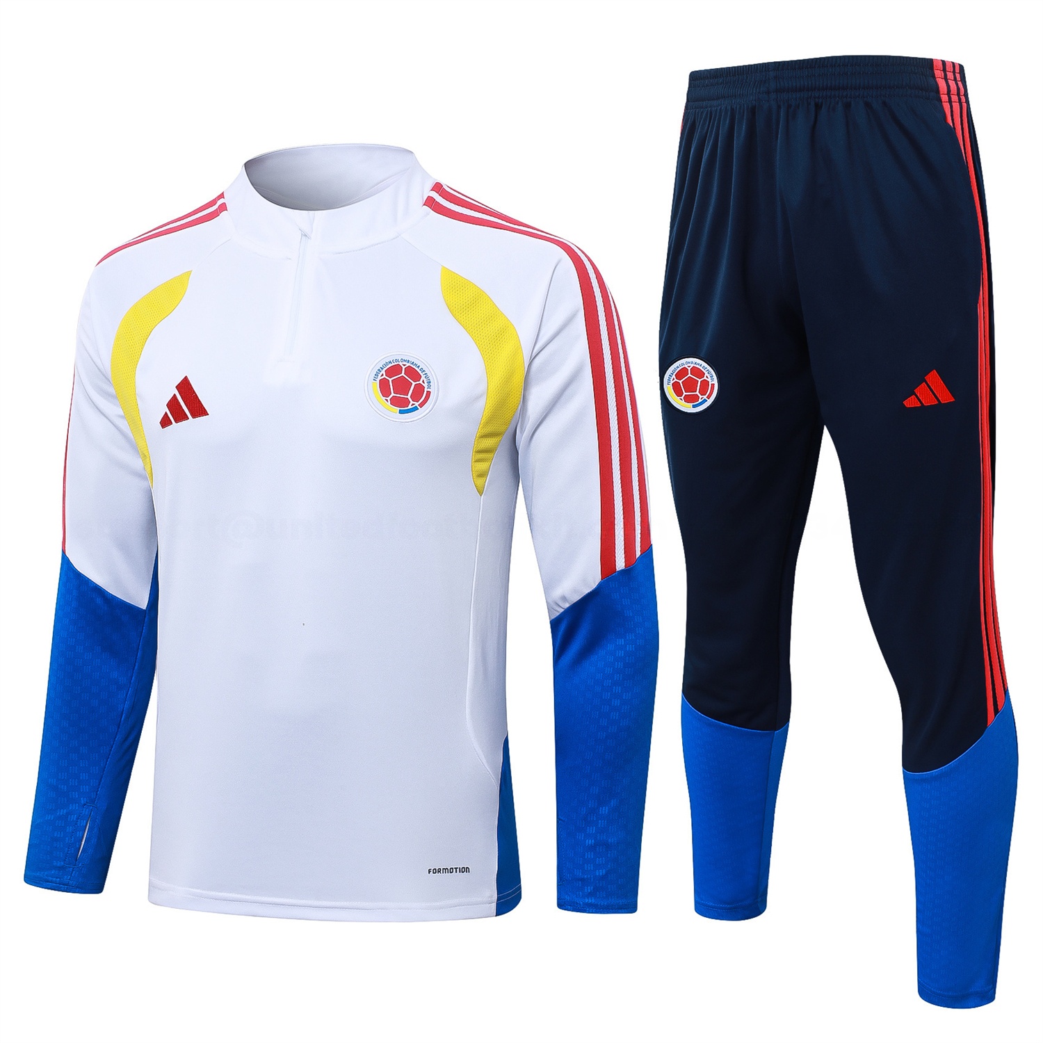 Colombia 2026 Long Sleeve Training Set - White Top & Black Pants - UnitedFutballJersey