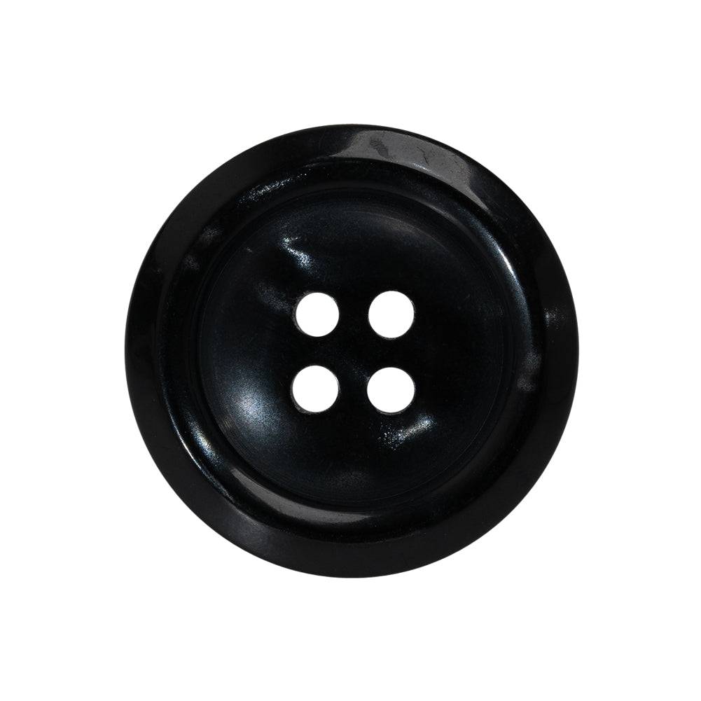 Plastic 4-Hole Button Made in Italy - 40L/25.5mm - Pearlescent Black Rolled Rim with Low Convex Center - Joann Fabrics