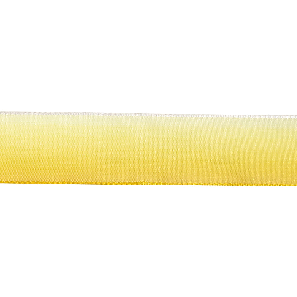 Daffodil and White Ombre Wire Edged Ribbon - 0.875