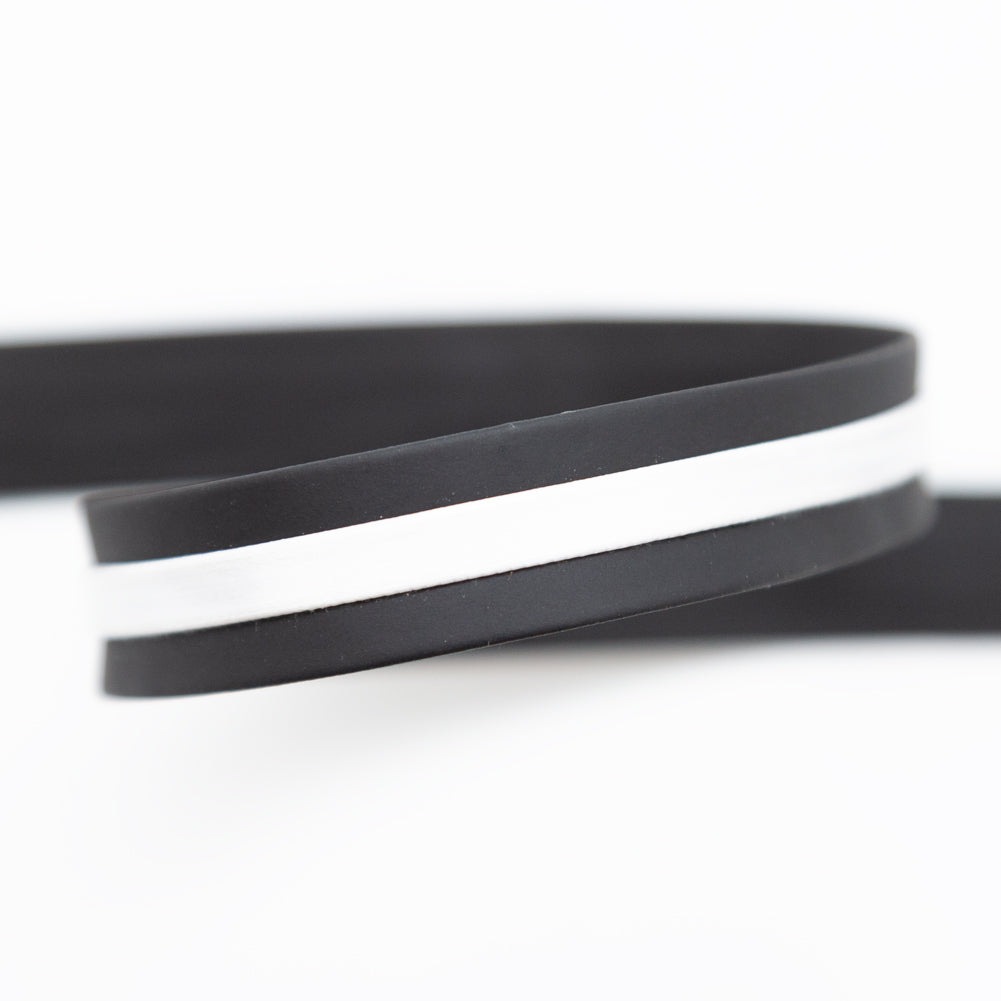 Italian Black and White Vinyl Striped Rubber Trimming - 0.625