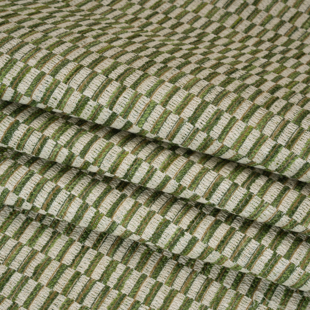 Textured Polyester and Cotton Woven - Olive Rectangle Checks - British Imported - Joann Fabrics