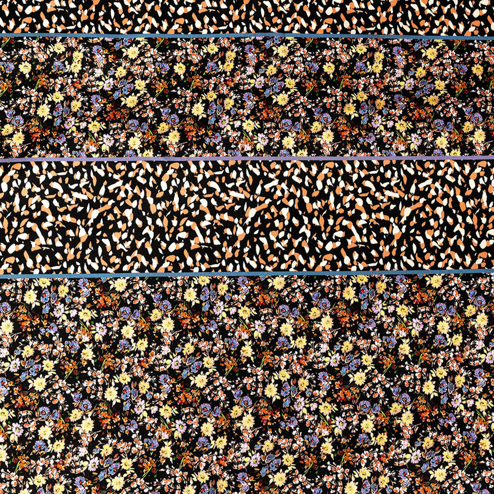 Stretch Cotton Sateen - Floral and Abstract Stripes - Fragmented Flourishings Print - Mood Exclusive Tumunyana Collection - Joann Fabrics