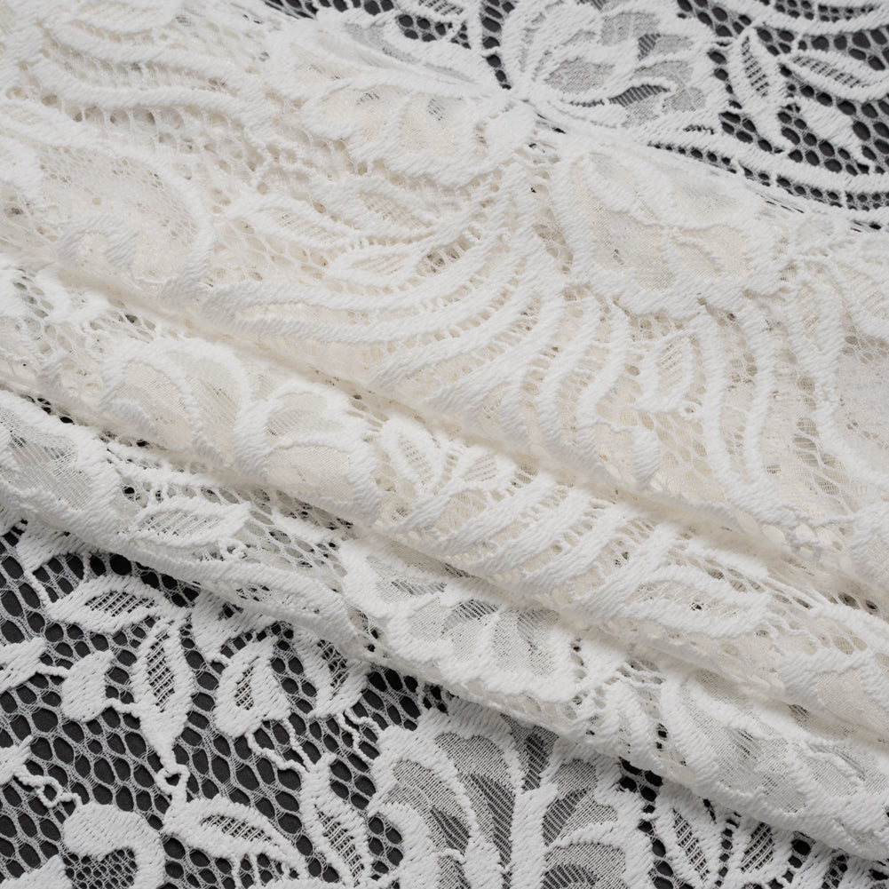 Re-Embroidered Stretch Lace with Finished Edges - Ivory Blossom Trios and Leaves - Tatiana Collection - Joann Fabrics