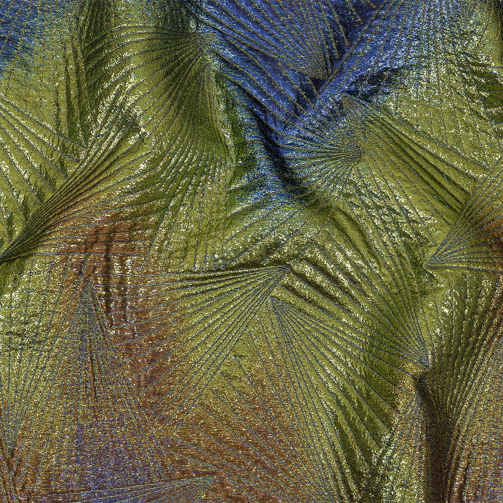 Metallic Copper, Lime and Royal Blue Fanning Rays Luxury Brocade - Joann Fabrics