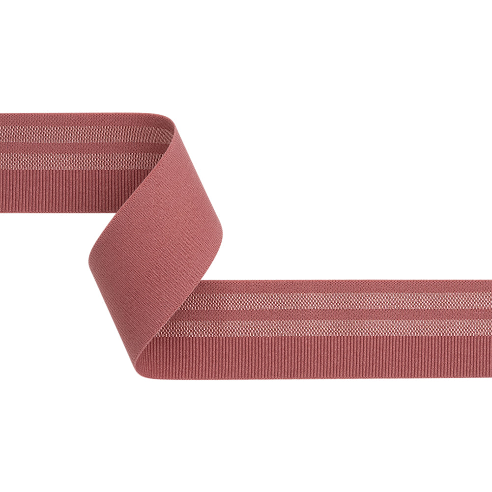 Nylon Elastic Trim with Satin Stripes and Ribbing Made in Italy - 1.625