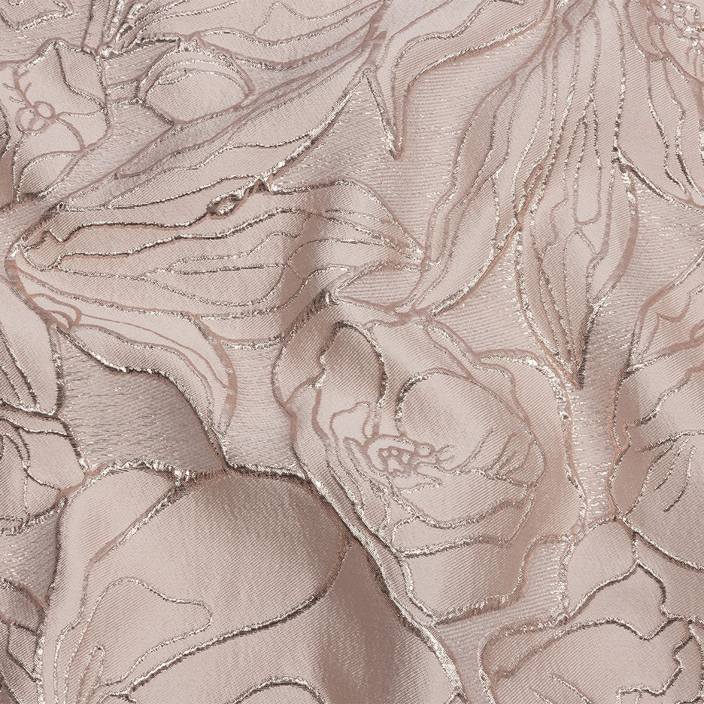 Metallic Rose Gold and Pink Outlined Florals Luxury Brocade - Joann Fabrics