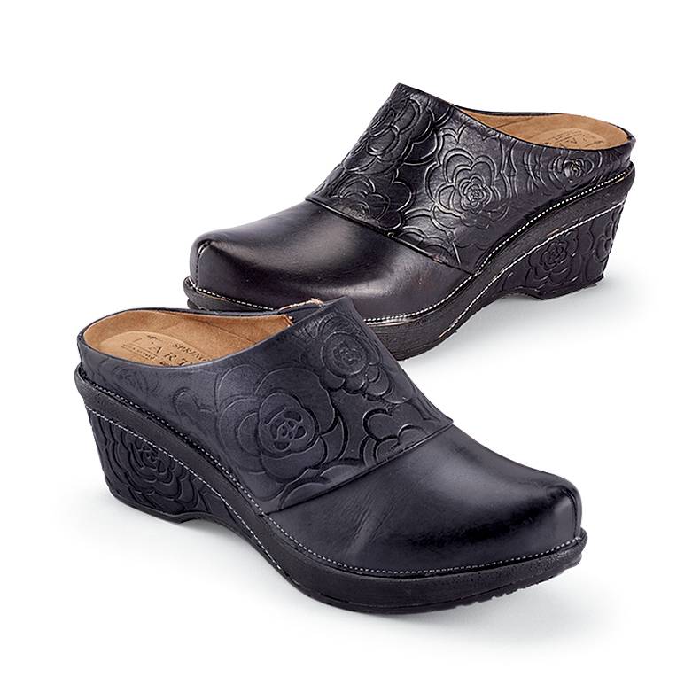 Spring Step® Artisan Floral-Embossed Leather Clogs, 3