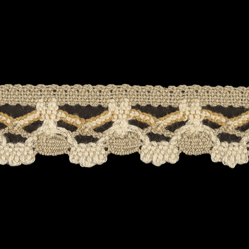 Gray, Beige and White Crochet Lace Trim - 1.25