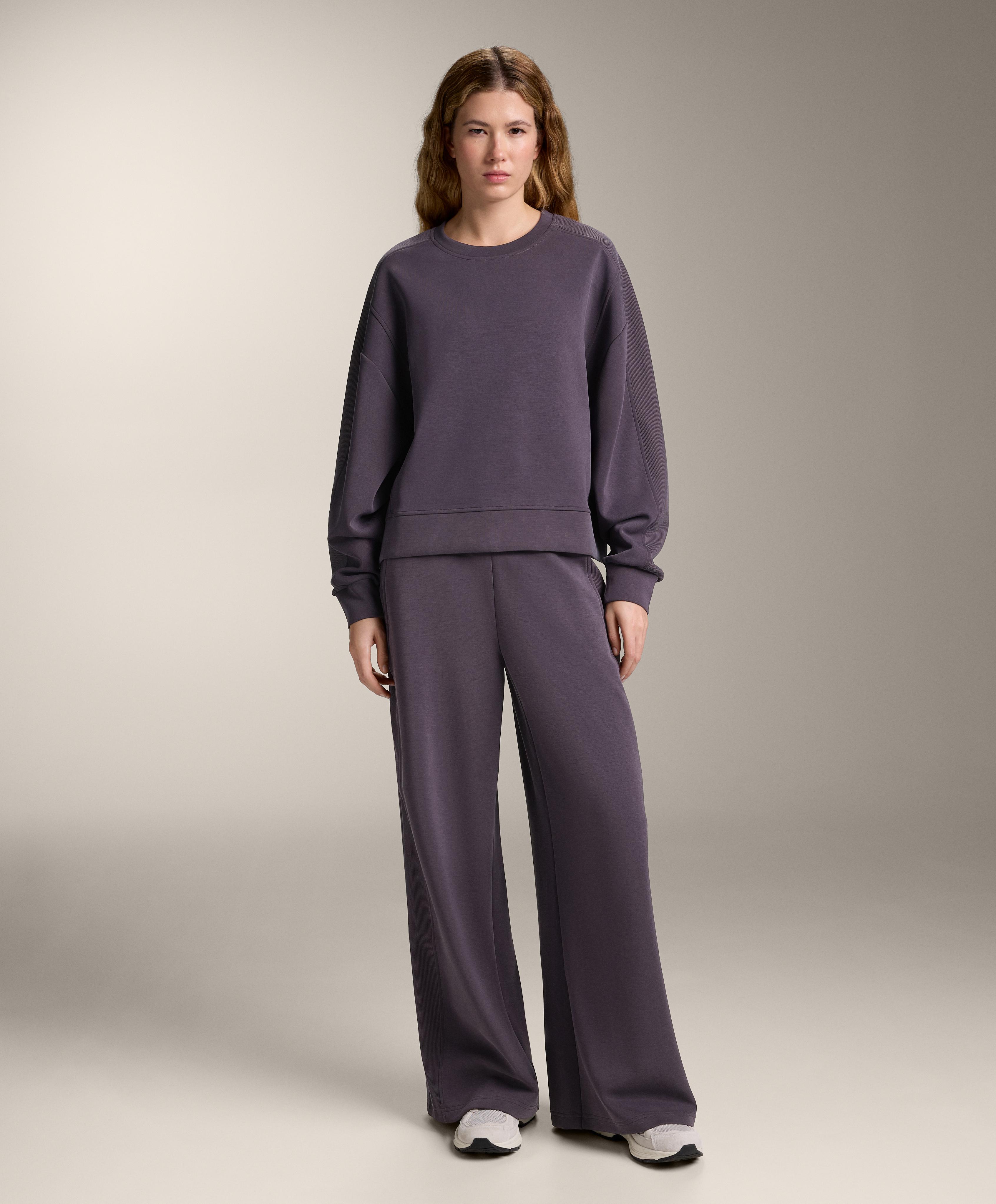 Straight-leg rib trousers with brushed modal
