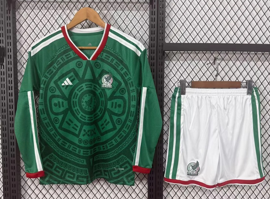 2026 Long Sleeve Mexico Home Football Jersey 1:1 Thai Quality Kids Size