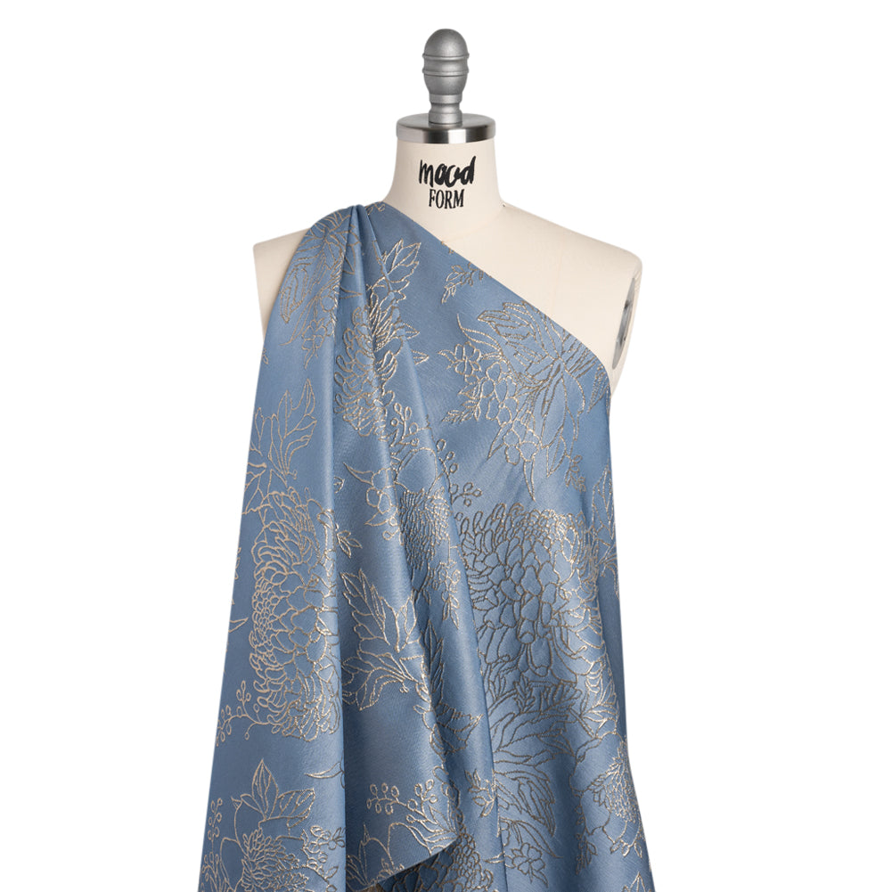 Metallic Brocade - Country Blue and Gold Illustrated Garden - Joann Fabrics