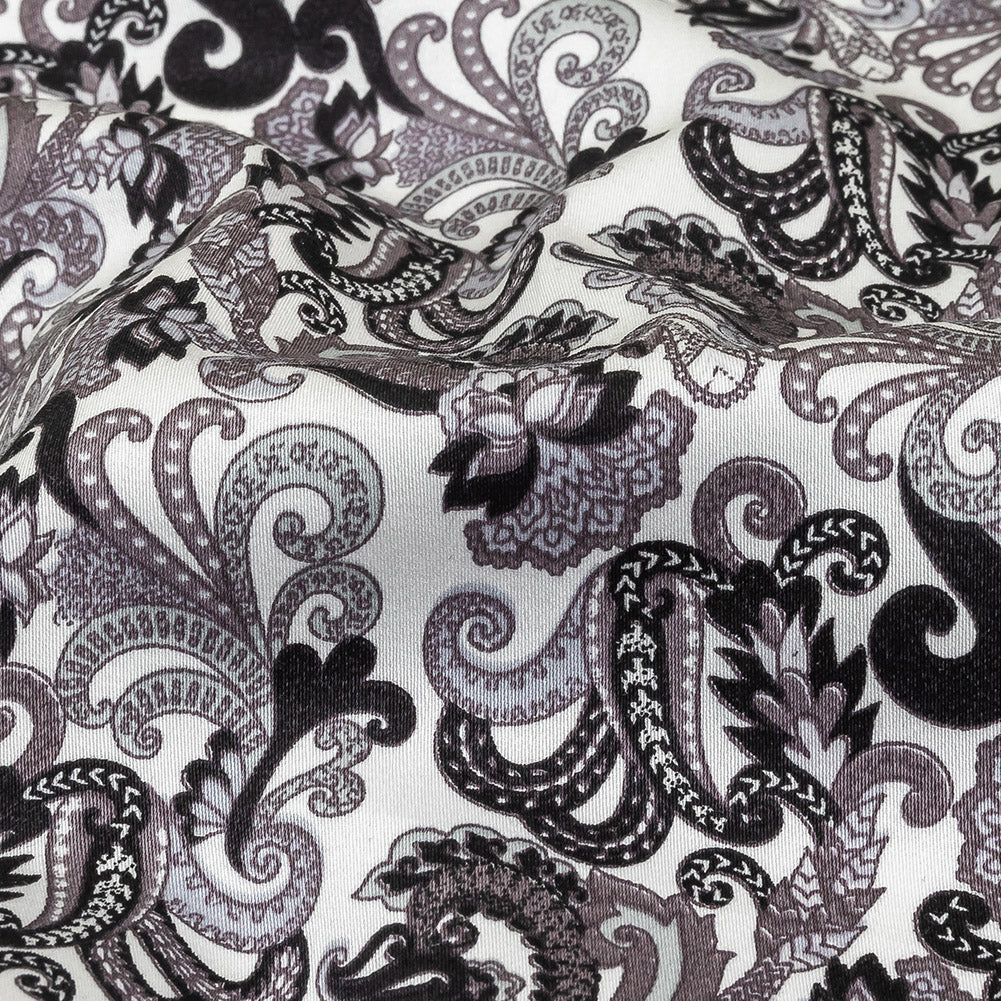 Tap Shoe, Snow White and Misty Lilac Paisley Cotton Sateen - Joann Fabrics