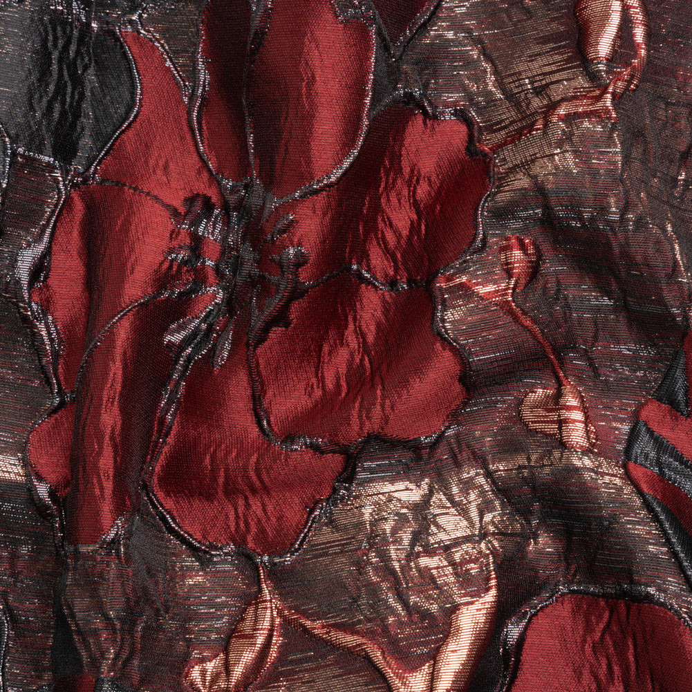 Metallic Copper, Burgundy and Black Floral Luxury Brocade - Joann Fabrics