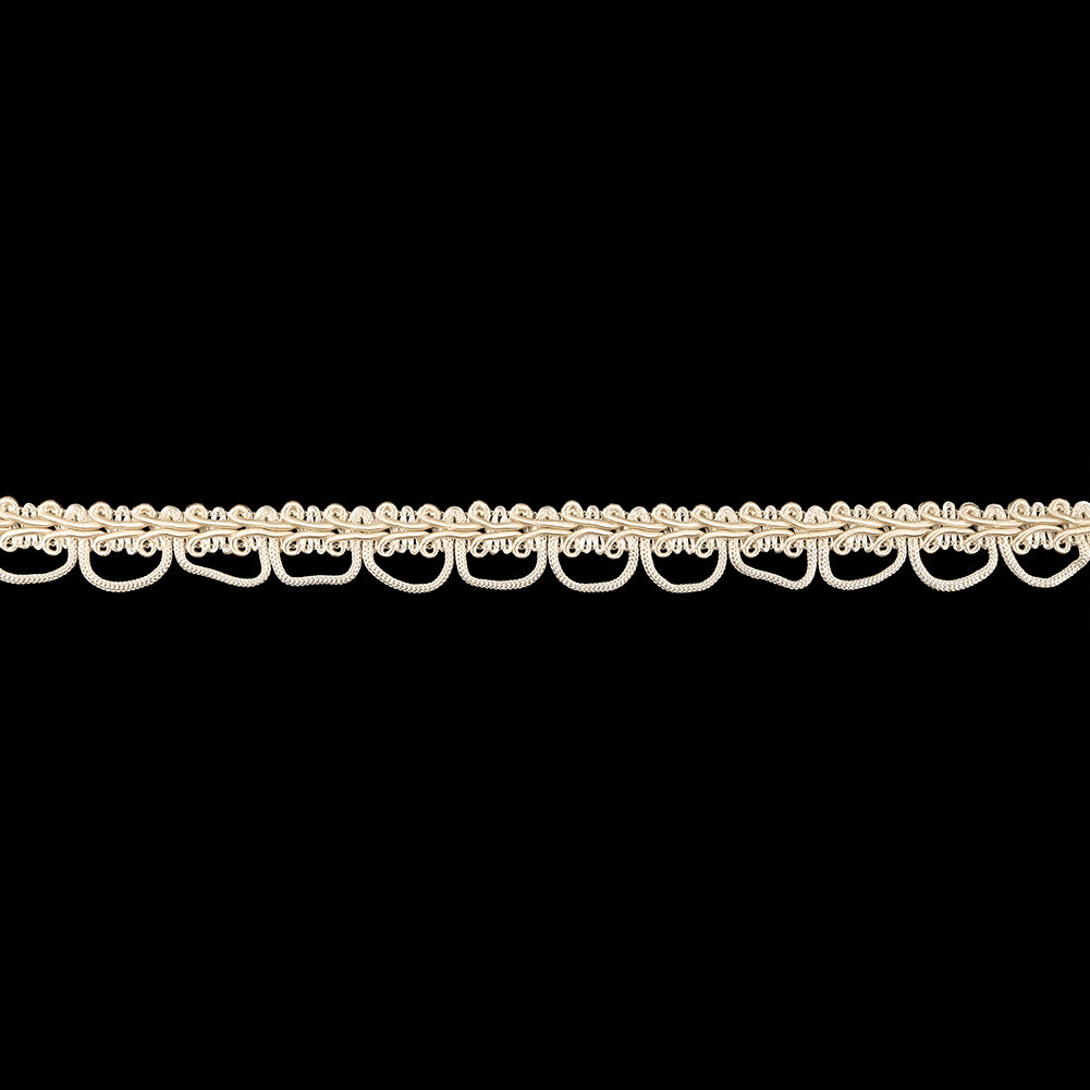 Sand Dollar and Pearled Ivory Gimp Braided Trim with Loops - 0.625