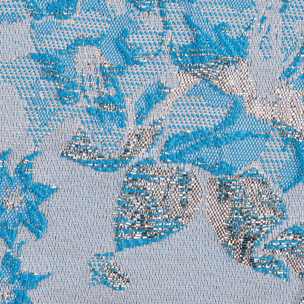 Metallic Pale Gold/Blue Floral Brocade - Joann Fabrics