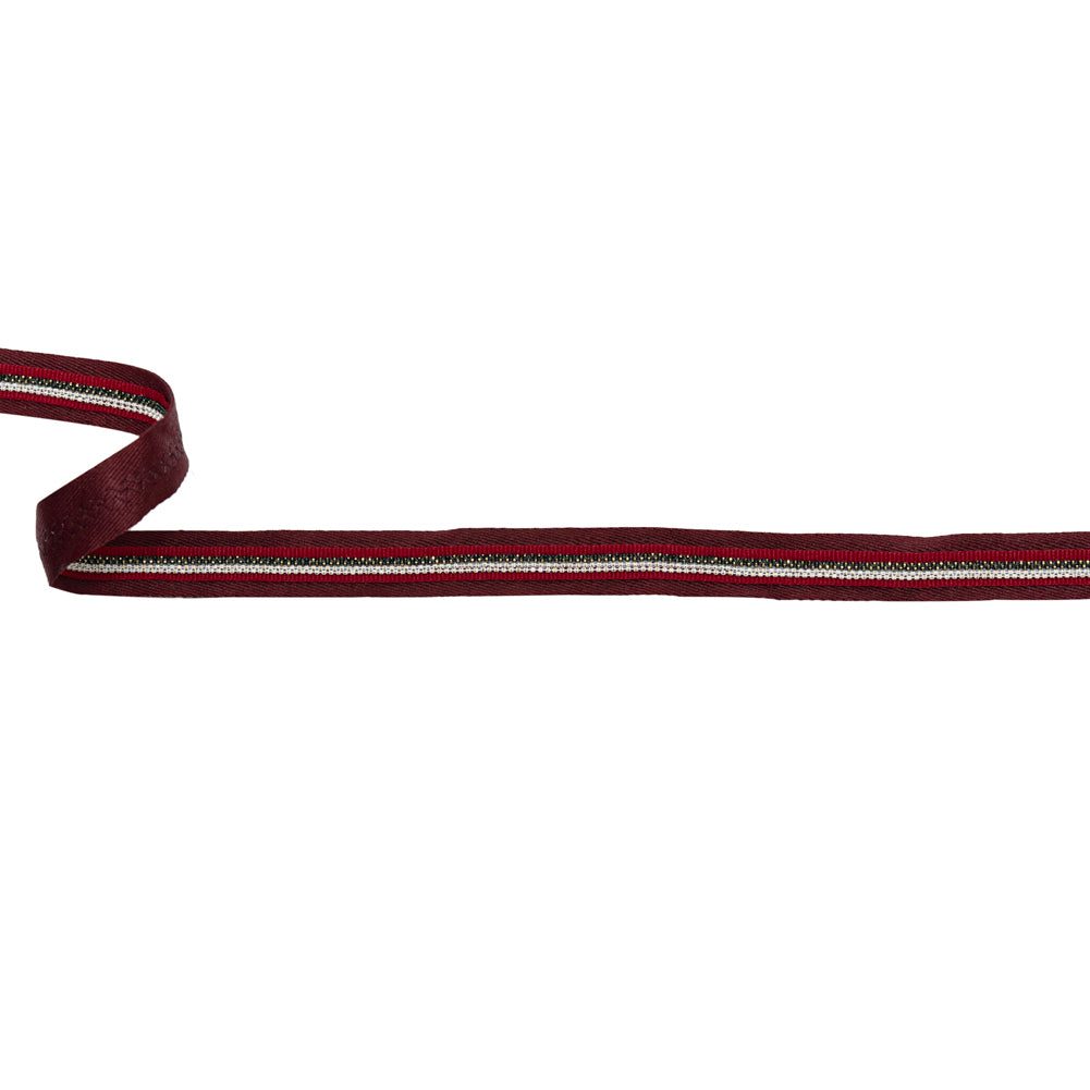 Italian Port Royale Twill Tape with Central Red Grosgrain Ribbon and Metallic Metal Ball Chains - Joann Fabrics