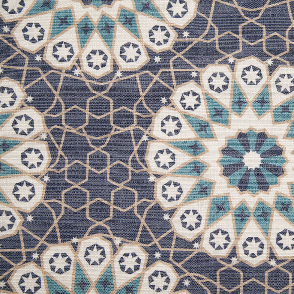 Spanish Navy/Beige Geometric Poly/Cotton Canvas - Joann Fabrics