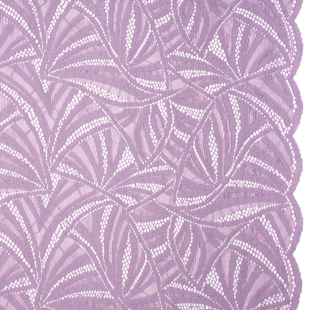Stretch Raschel Lace with Finished Edges - Lavender Frost Flying Fans - Joann Fabrics