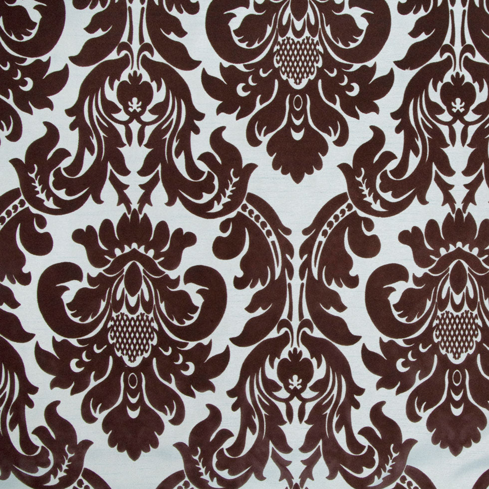 Tiffany Blue/Dark Brown Damask Flocked - Joann Fabrics