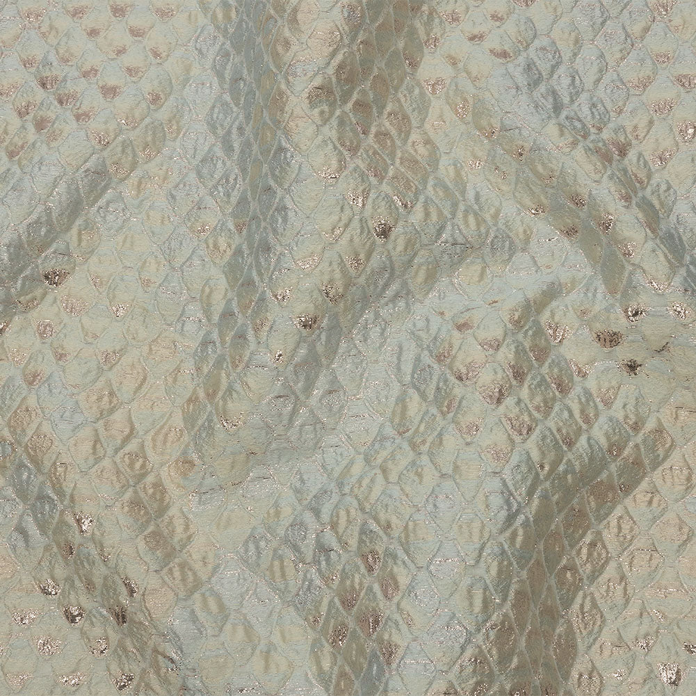 Metallic Pastel Blue and Gold Abstracted Scales Luxury Brocade - Joann Fabrics