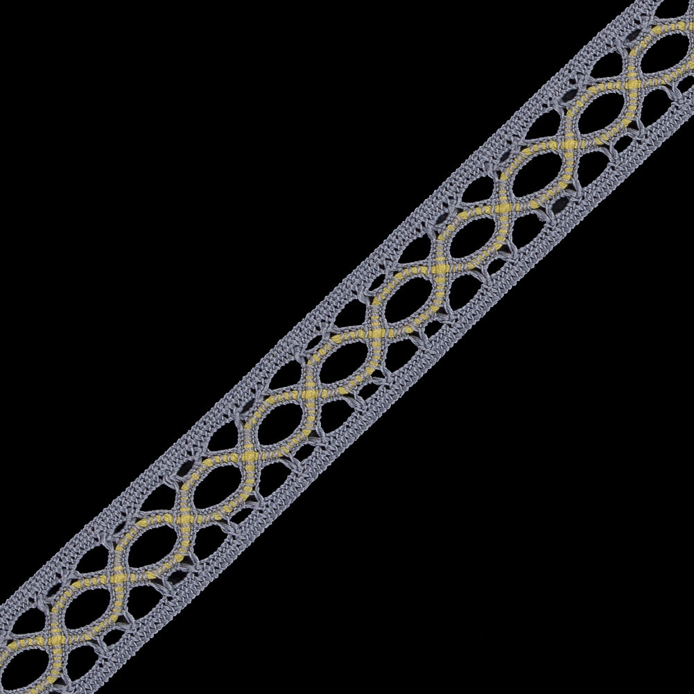 Gray and Yellow European Crochet Trim - 0.5