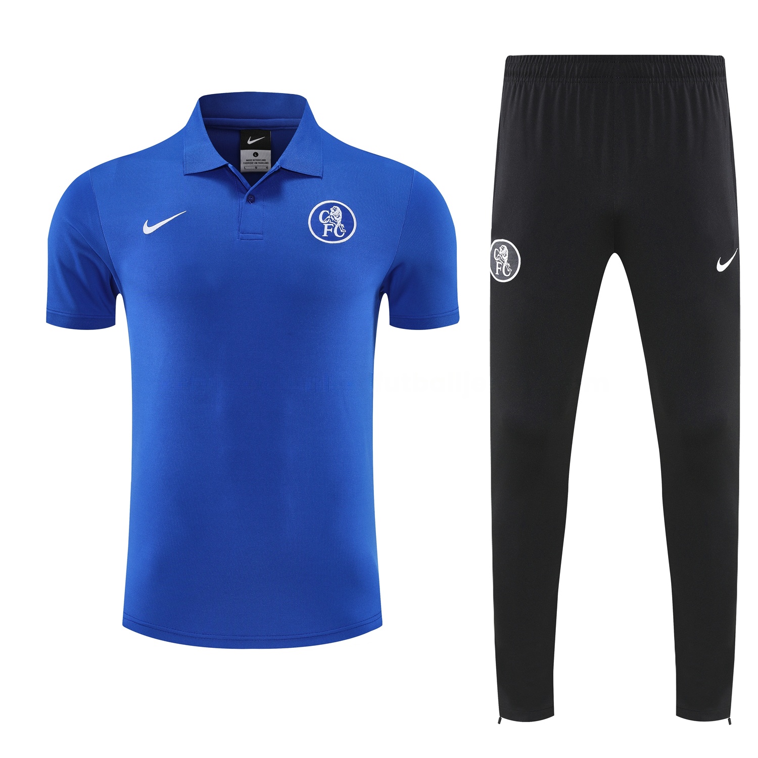 C.H.E.L.S.E.A 25-26 POLO Short-Sleeve Training Set - Blue Top and Black Pants - UnitedFutballJersey