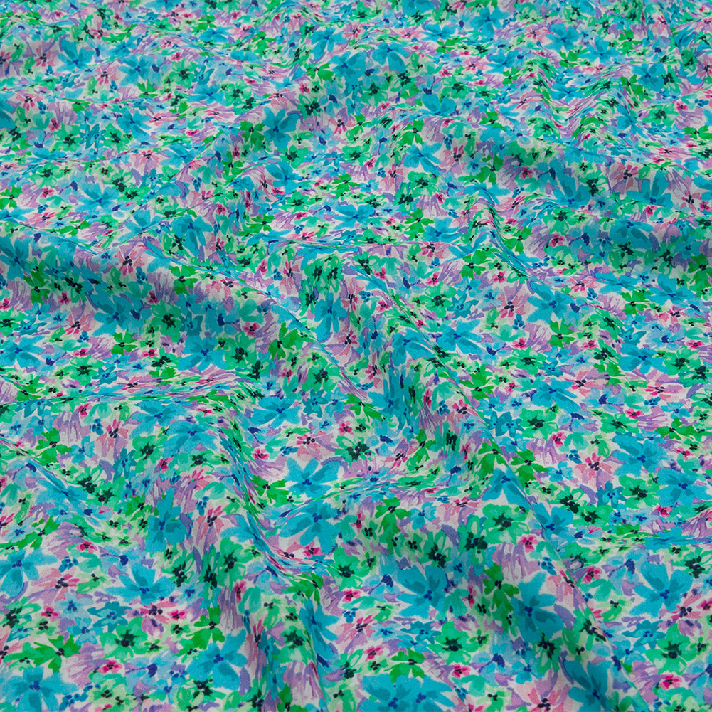 Cotton Voile - Blue and Purple Floral - Isola Bella Print - Mood Exclusive Secret Garden Collection - Joann Fabrics