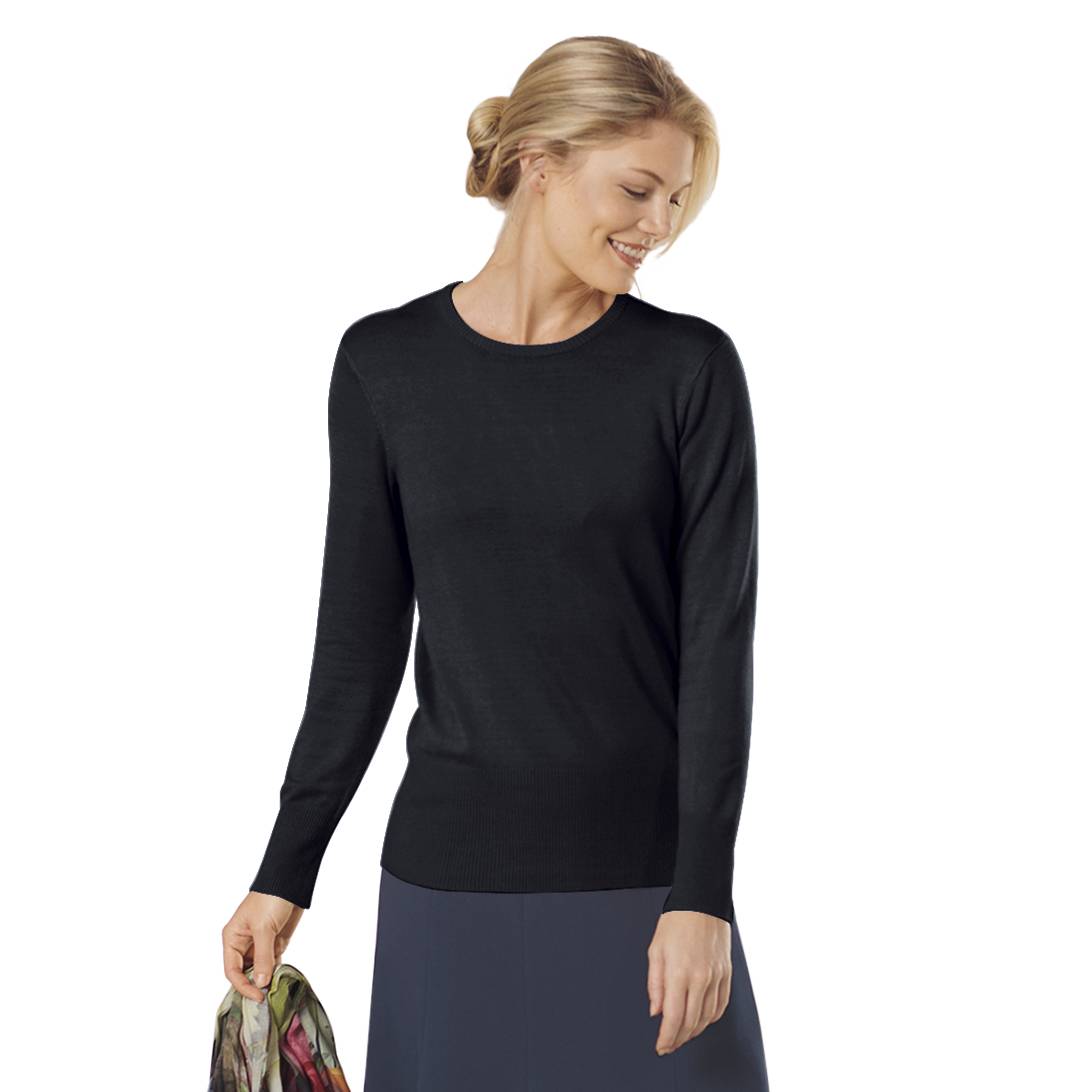 Soft Fine-Gauge Knit Jewel-Neck Sweater, Long Sleeves - Northstyle Catalog