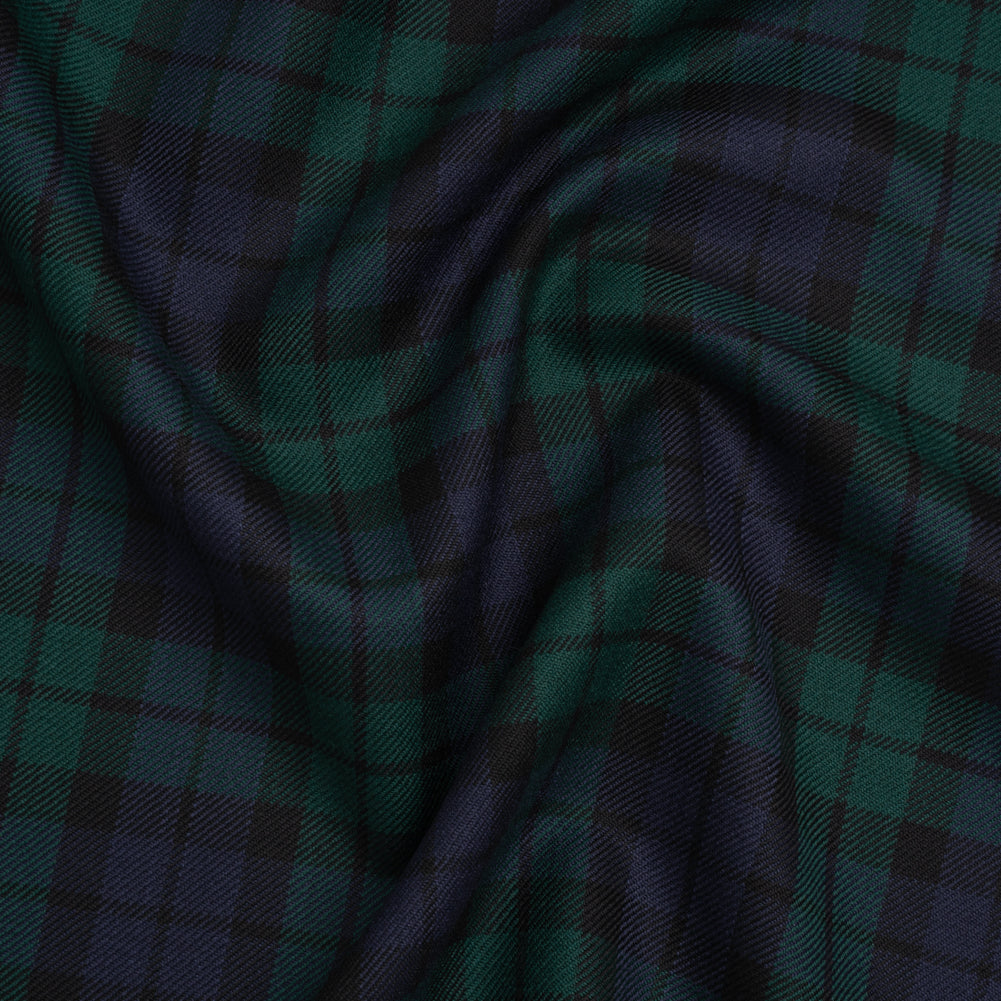 Virgin Wool Twill Made in Italy - Blue and Green Black Watch Plaid - Joann Fabrics