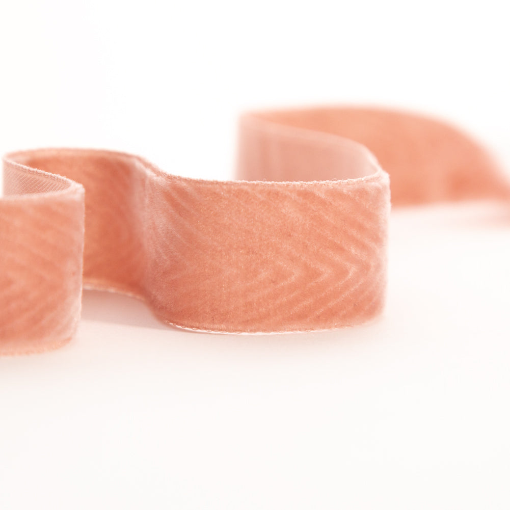 Italian Dusty Rose Chevron Velvet Ribbon - 0.875