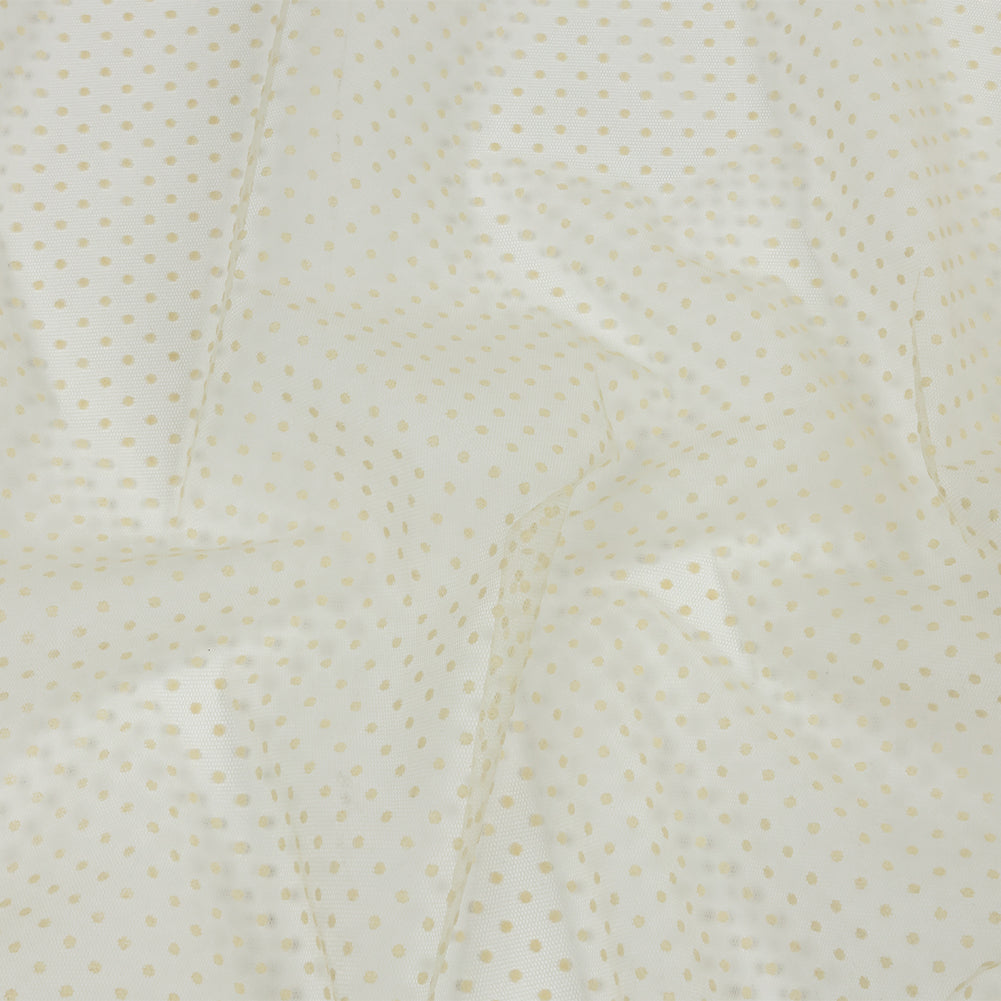 Famous Australian Designer Oyster White Flocked Polka Dots Point D'esprit - Joann Fabrics