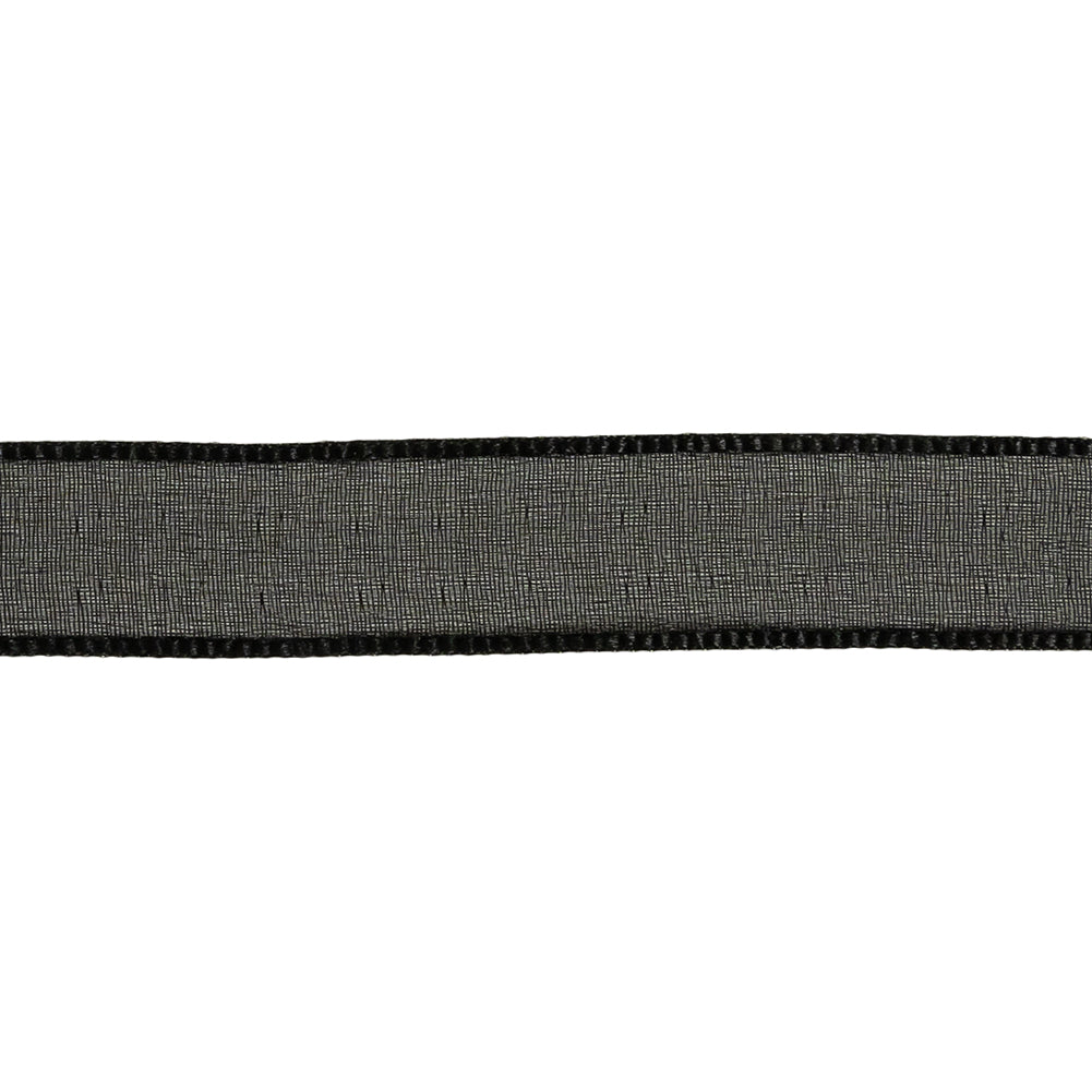Black Shimmering Organza Ribbon with Woven Edges - 0.75