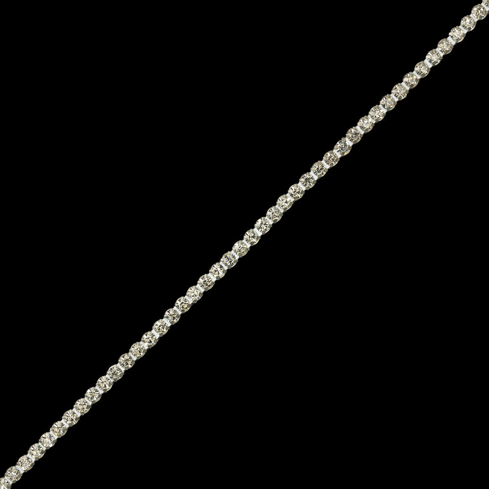 Vintage Czech Single Row Crystal Rhinestones in Silver Metal Settings - 4mm - Joann Fabrics