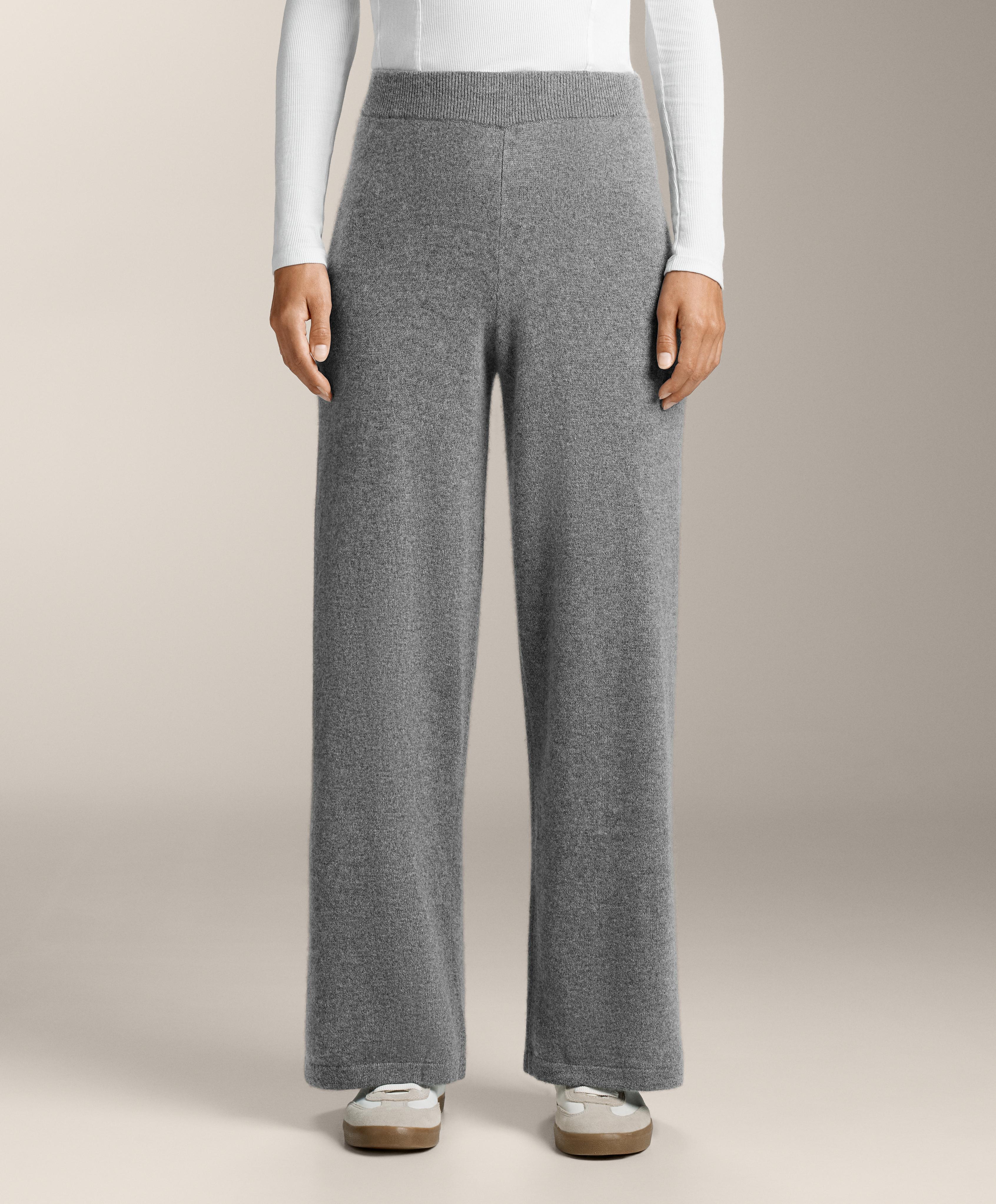 Straight leg 100% cashmere trousers