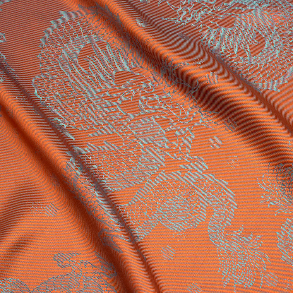 Dragons Jacquard Lining - Orange and Aqua Bi-Color - Joann Fabrics