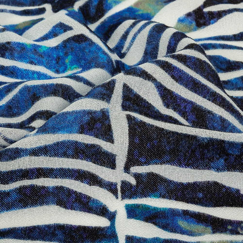 Vegan Limoges Blue and Tea Green Abstract Printed Burnout Viscose Crepe - Joann Fabrics