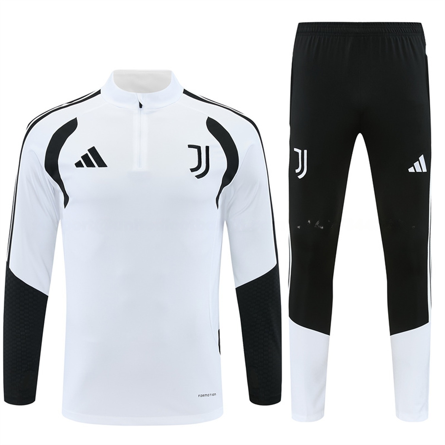 Juventus 26-27 Long Sleeve Training Set - White Top & Black Pants - UnitedFutballJersey