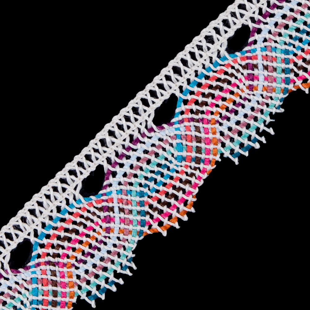 Ivory Multicolor Crochet Trim - 1