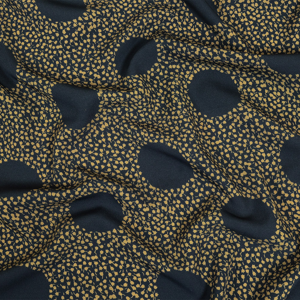 Stretch Polyester Twill Print - Navy Polka Dots in Leaves - Mood Exclusive Tangled Topiary - Joann Fabrics