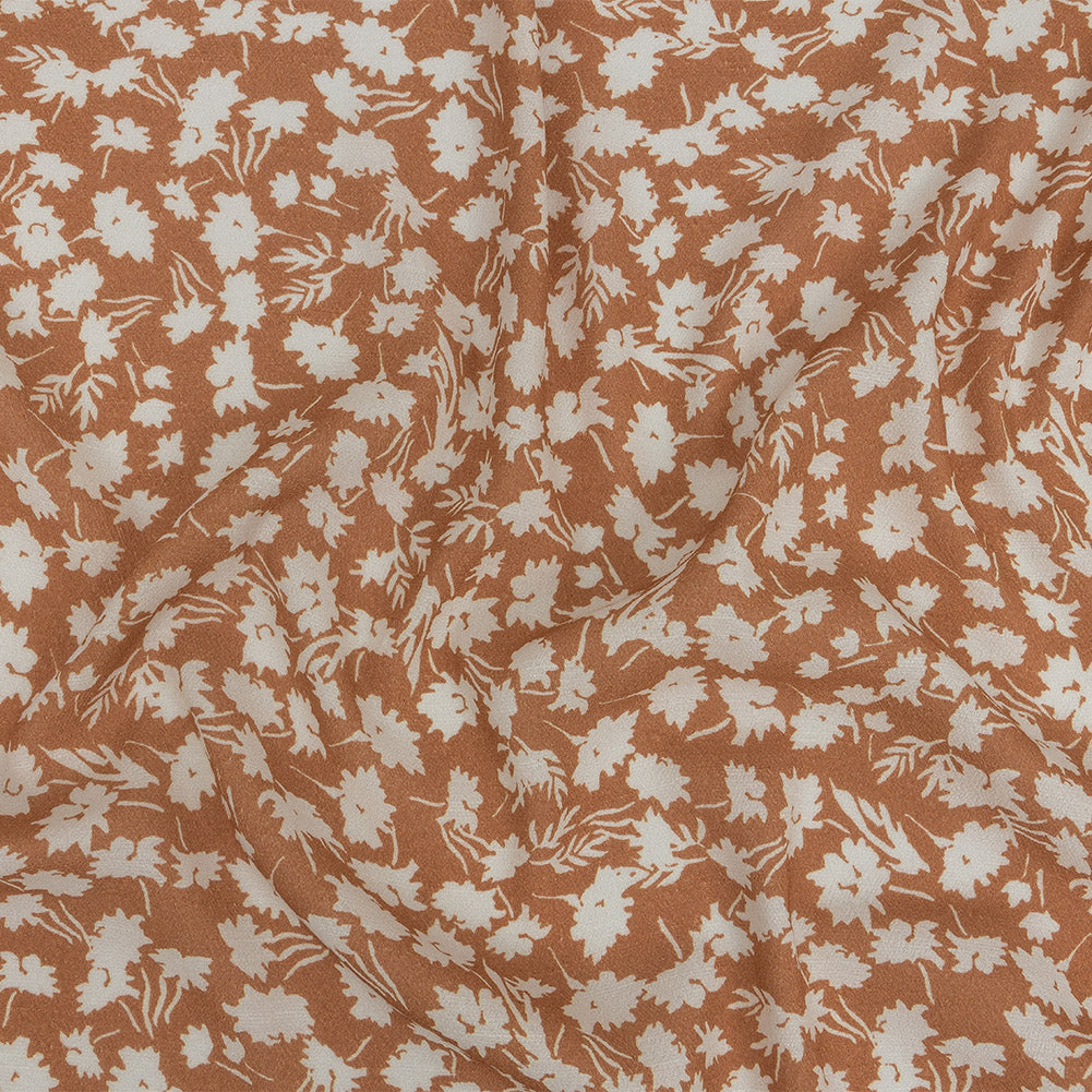 Gauzy Viscose Crepe Print - Dusty Orange and White Floral - Mood Exclusive Botanical Imprints - Joann Fabrics