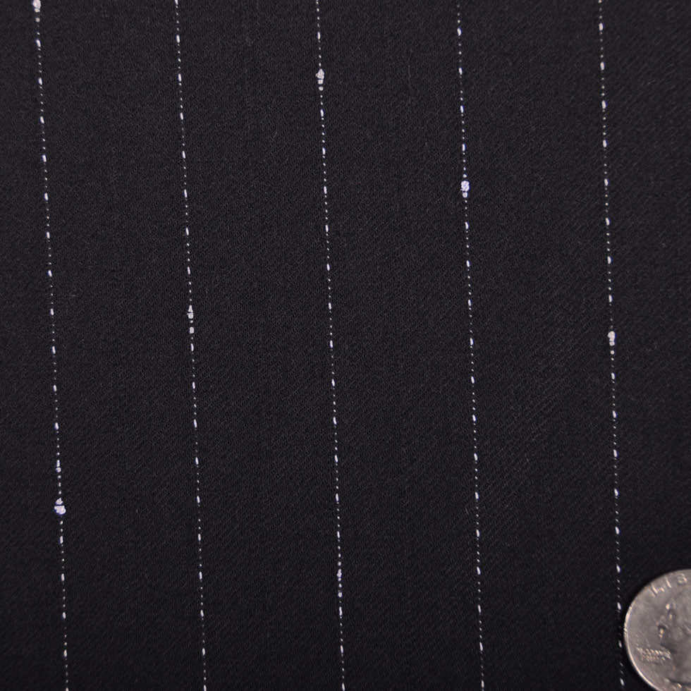 Italian Black and White Stitched-Stripe Wool Twill - Joann Fabrics