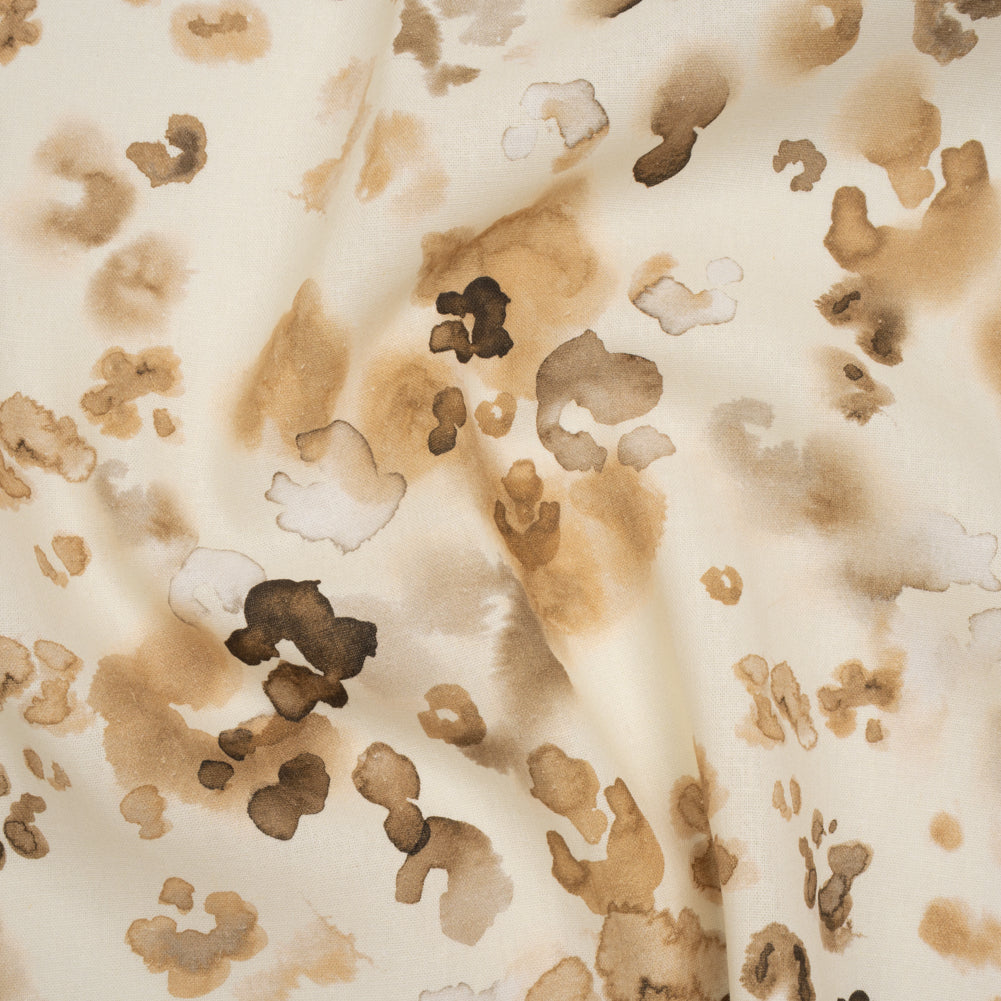 Linen and Rayon Woven - Beige, Brown and Cream Painterly Animal Spots - Mood Exclusive Dappled Desert Print - Joann Fabrics