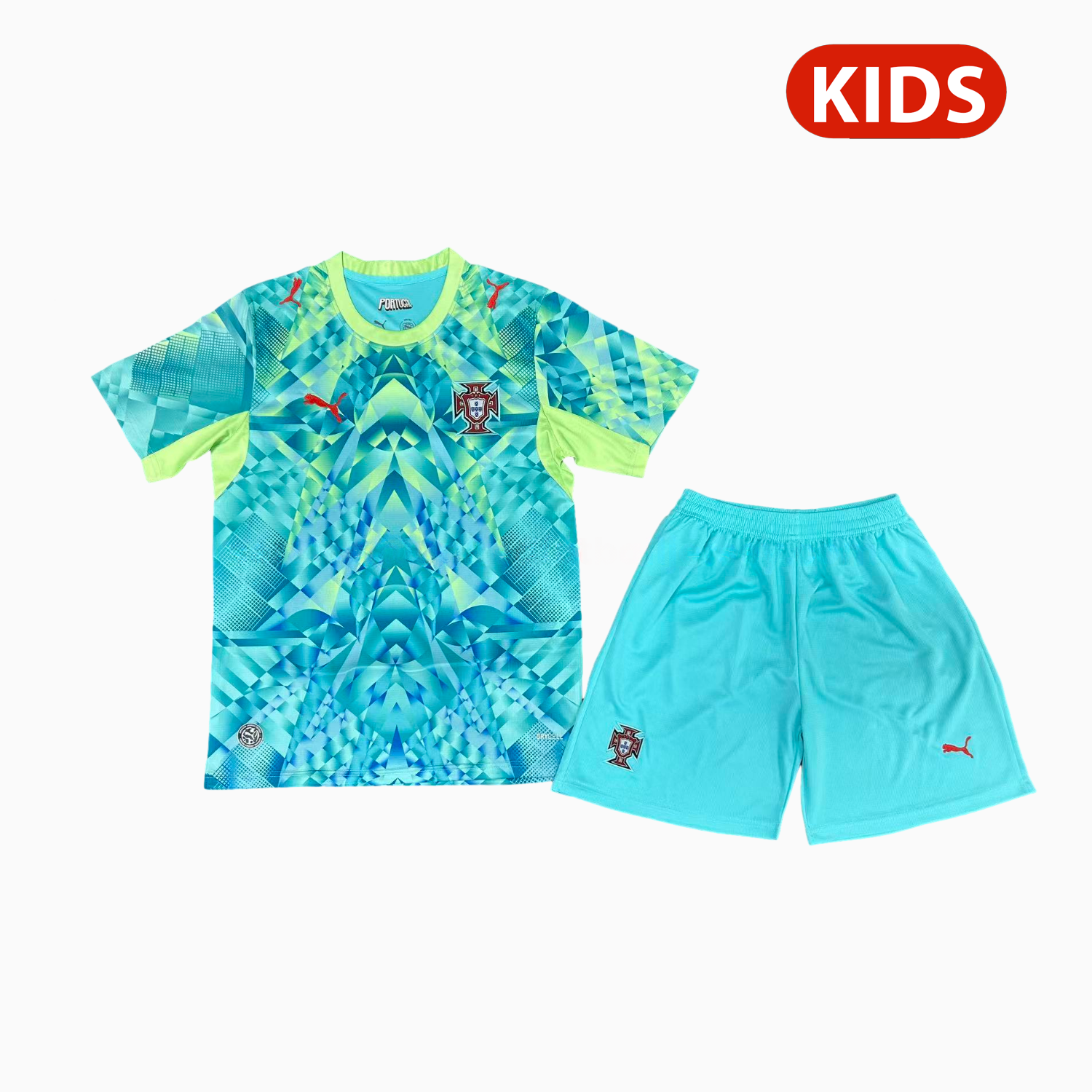 Portugal 2026 Goalkeeper Green Kids Kit - UnitedFutballJersey