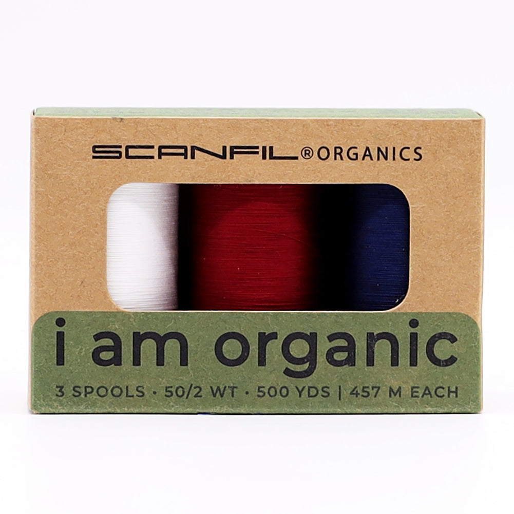 SCANFIL® 50wt Organic Pima Cotton Thread Trio Set - 3ct 500yd Spools - Patriotic - Joann Fabrics