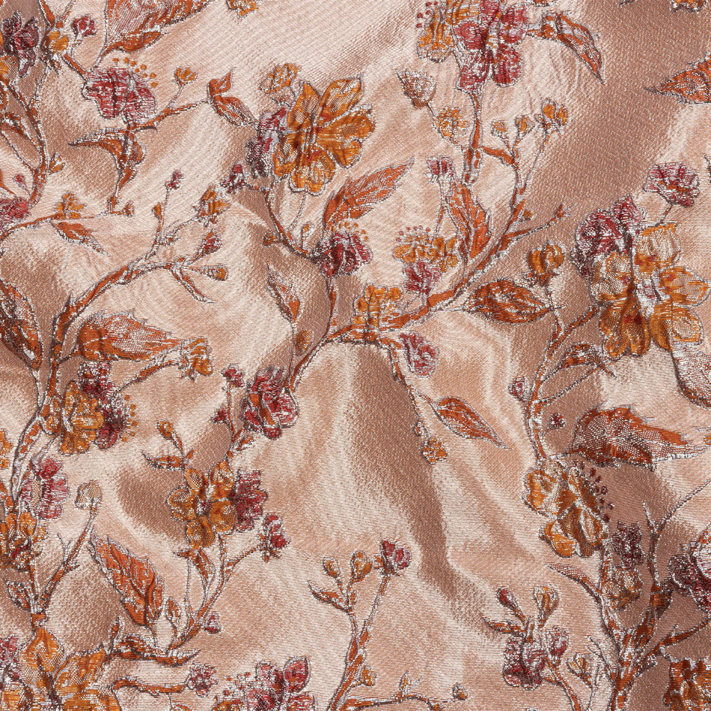 Metallic Orange and Red Flowering Vines Luxury Brocade - Joann Fabrics