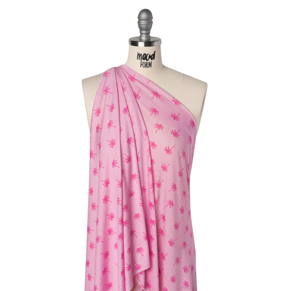 Stretch Rayon Jersey - Pink Tonal Palm Trees - Deadstock - Joann Fabrics