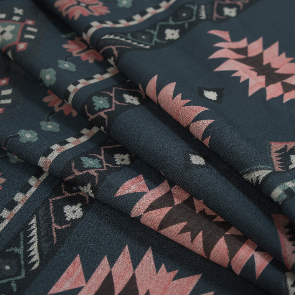 Cotton Voile - Charcoal and Pink Geometric Stripes - Wholeness of Stability Print - Mood Exclusive Key Largo Collection - Joann Fabrics