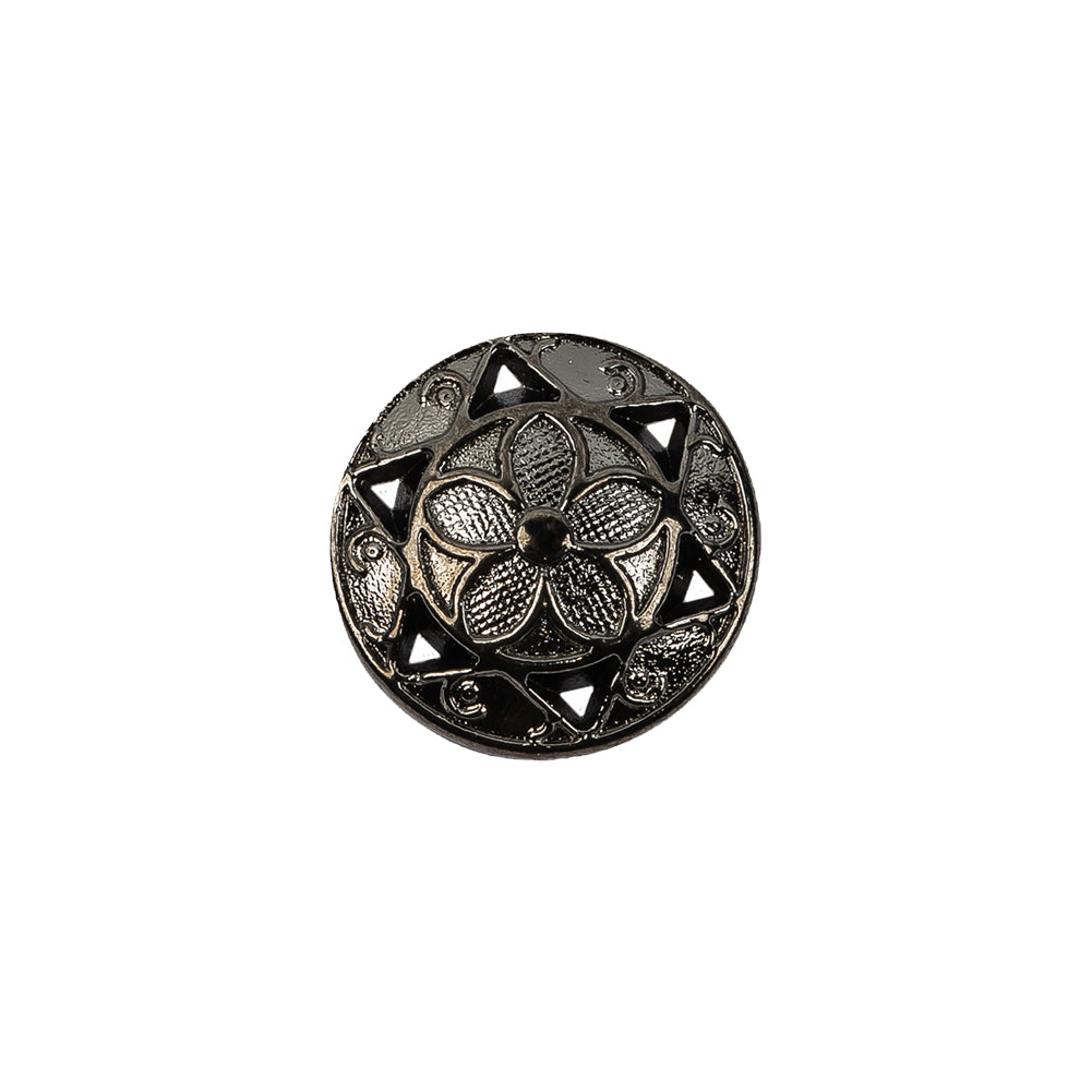 Italian Gunmetal Floral Shank Back Button - 24L/15mm - Joann Fabrics