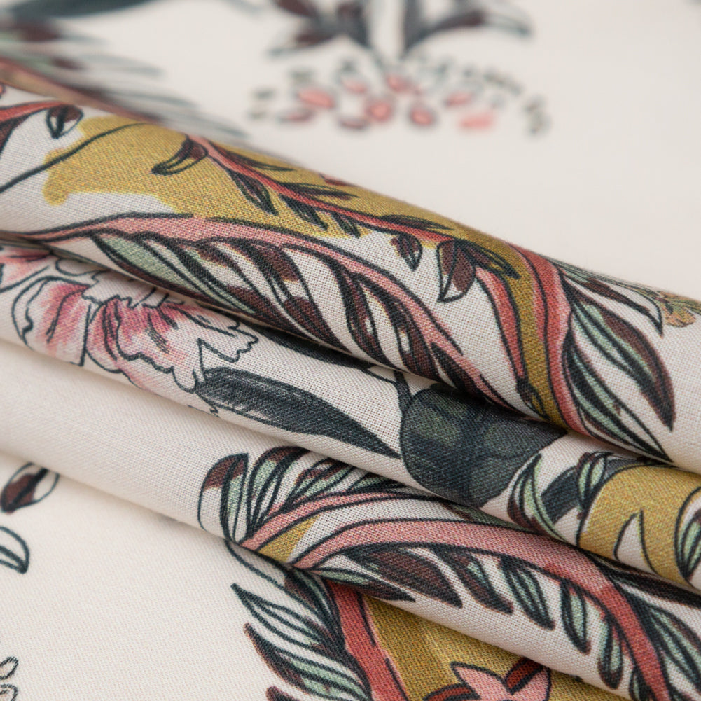 Cotton Voile - Cream Pink Paisleys - Leaving Footmarks Print - Mood Exclusive Kenko Collection - Joann Fabrics