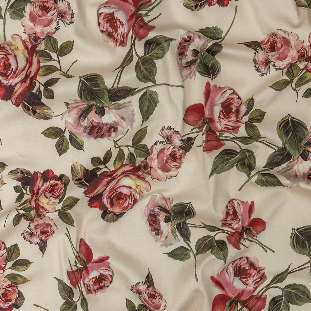 Stretch Cotton Sateen - White and Pink Floral - Inhotim Blooms Print - Mood Exclusive Rio Collection - Joann Fabrics